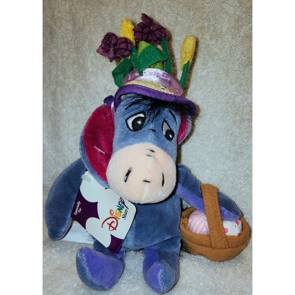 🔥 Disney Store Easter Bonnet Eeyore Donkey 8" Mini Plush Beanie Winnie Pooh NWT
